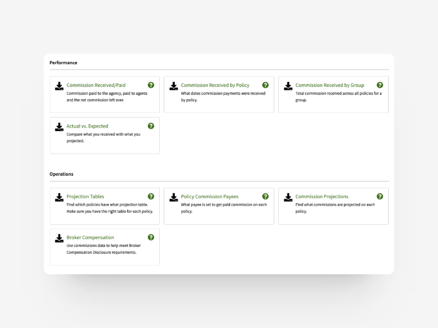 Commission reports in AgencyBloc