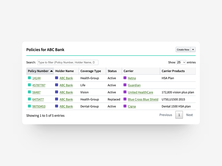 Group policy screen in AgencyBloc